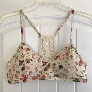 L*Space floral bikini top crochet racerback size large